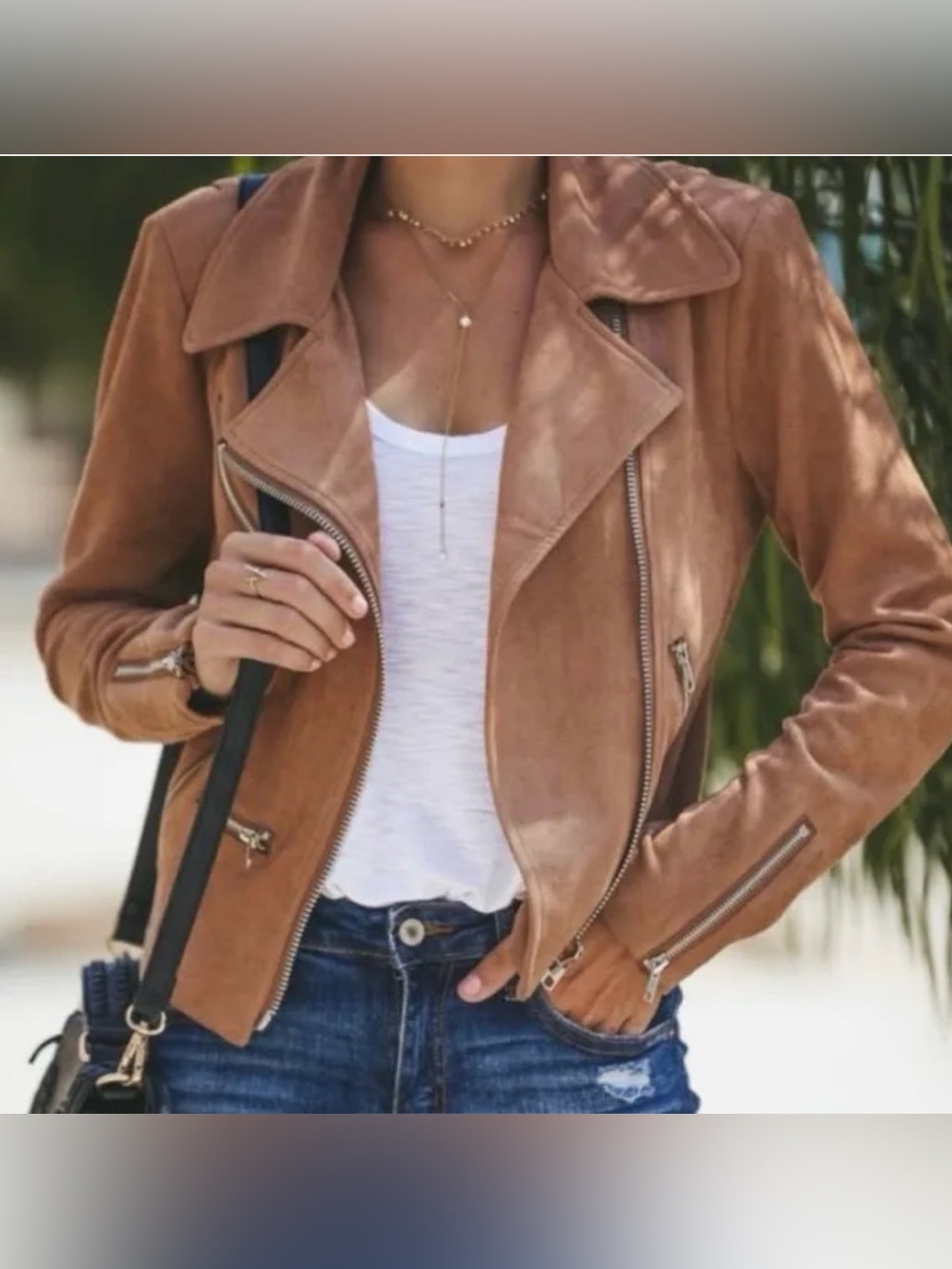 NWOT Vici Faux Suede Moto Jacket - Camel Brown